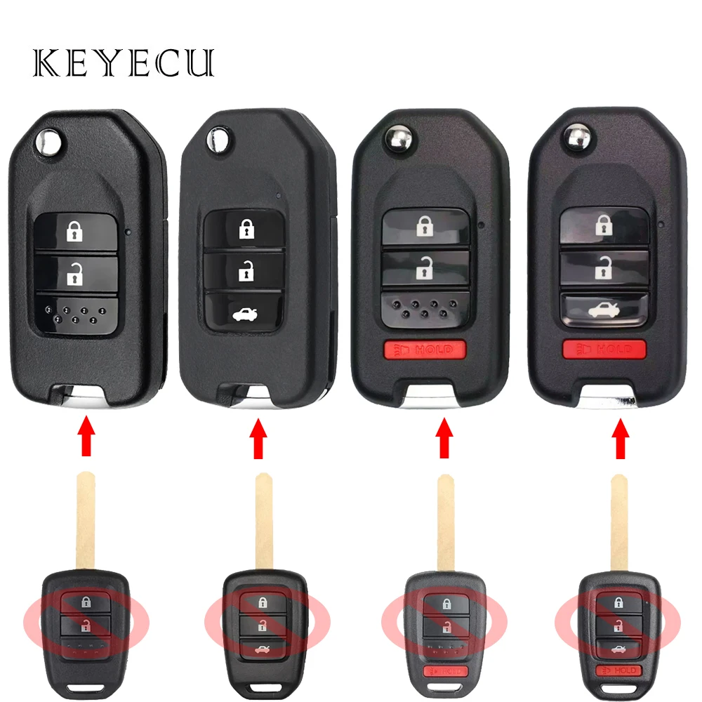 

Upgraded Flip Remote Car Key Fob Shell Cover Replacement for Honda CRV Accord Civic MLBHLIK6-1T, MLBHLIK6-1TA