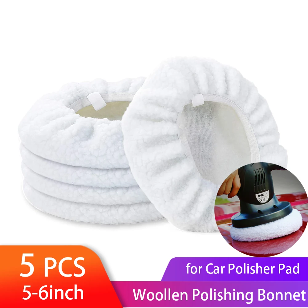 5 Packs Car Polisher Pad Bonnet 5 to 6 Inch Car Polishing Bonnet Woollen Waxing Pad  for Car Polisher Cleaning Polishing