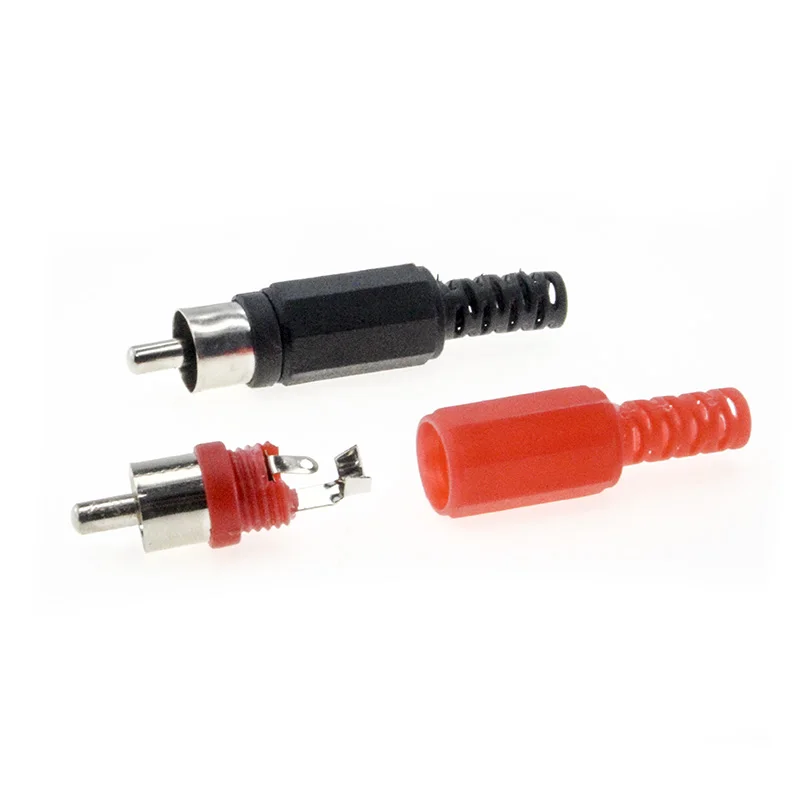 10 pcs/lot 5 Black 5 Red video RCA AV Plug Connectors Plastic Housing Stereo Audio Horn Plug Channel Dual Crimp Terminal DIY