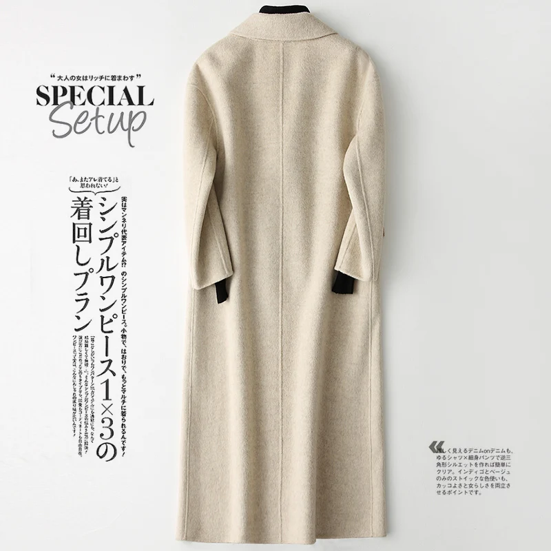 

Autumn Winter Coat Women Real Wool Coat Female Long Jackets Korean Elegant Alpaca Woolen Jacket Clothes Overcoat 18866