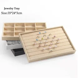 Luxruy  Linen  Jewelry Tray Jewellery Organizer Storage Box Watch Holder Necklace Ring Earring Pendant Stand Series For Woman