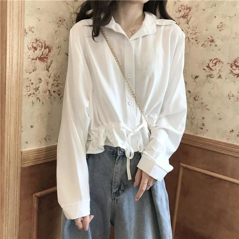 Shirts Women All-match Cropped Fashion Solid Simple Design Temperament College Korean Style Summer Sun-proof Tops Casual Clothes