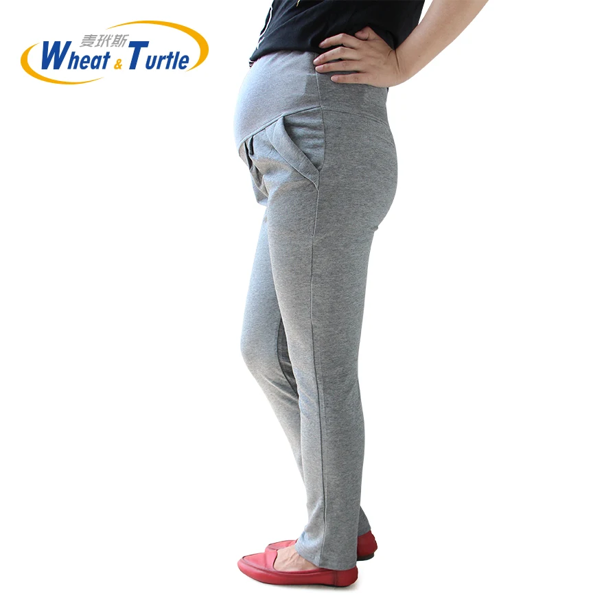 

Mid Grey Good Quality Comfortable Cotton Maternity Capris All Match All Season Suitable Casual Harlan Pants For Pregnant Women