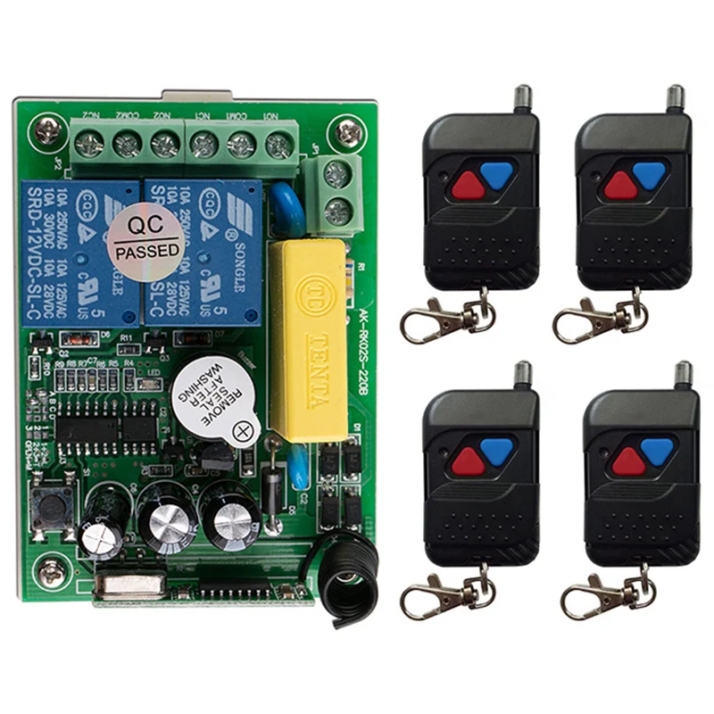 

Wireless RF Remote Control Light Switch 10A Relay Output Radio AC 220V 2 CH Channel 2CH Receiver Module +Transmitter/ window