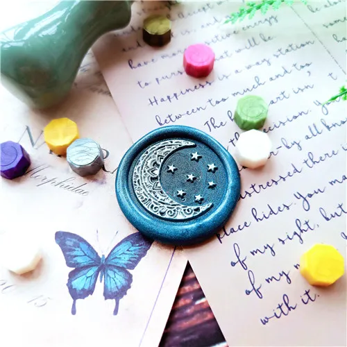 Moon stars Starry sky stamp head of  Retro Wood Stamp Sealing Wax Seal Stamp Wedding Decorative sealing Stamp wax seals