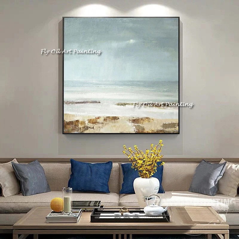 

The Handmade Oil Painting Sunrise Sea View Seascape Color Drawing New Pictures for Living Room Nature Frameless Creative Decor