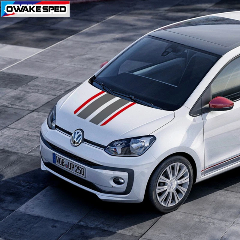 

Racing Sport Stripes Car Front Tail Decor Stickers Auto Hood Engine Cover Decal For Volkswagen UP E-up 3-5 Door DIY Accessories