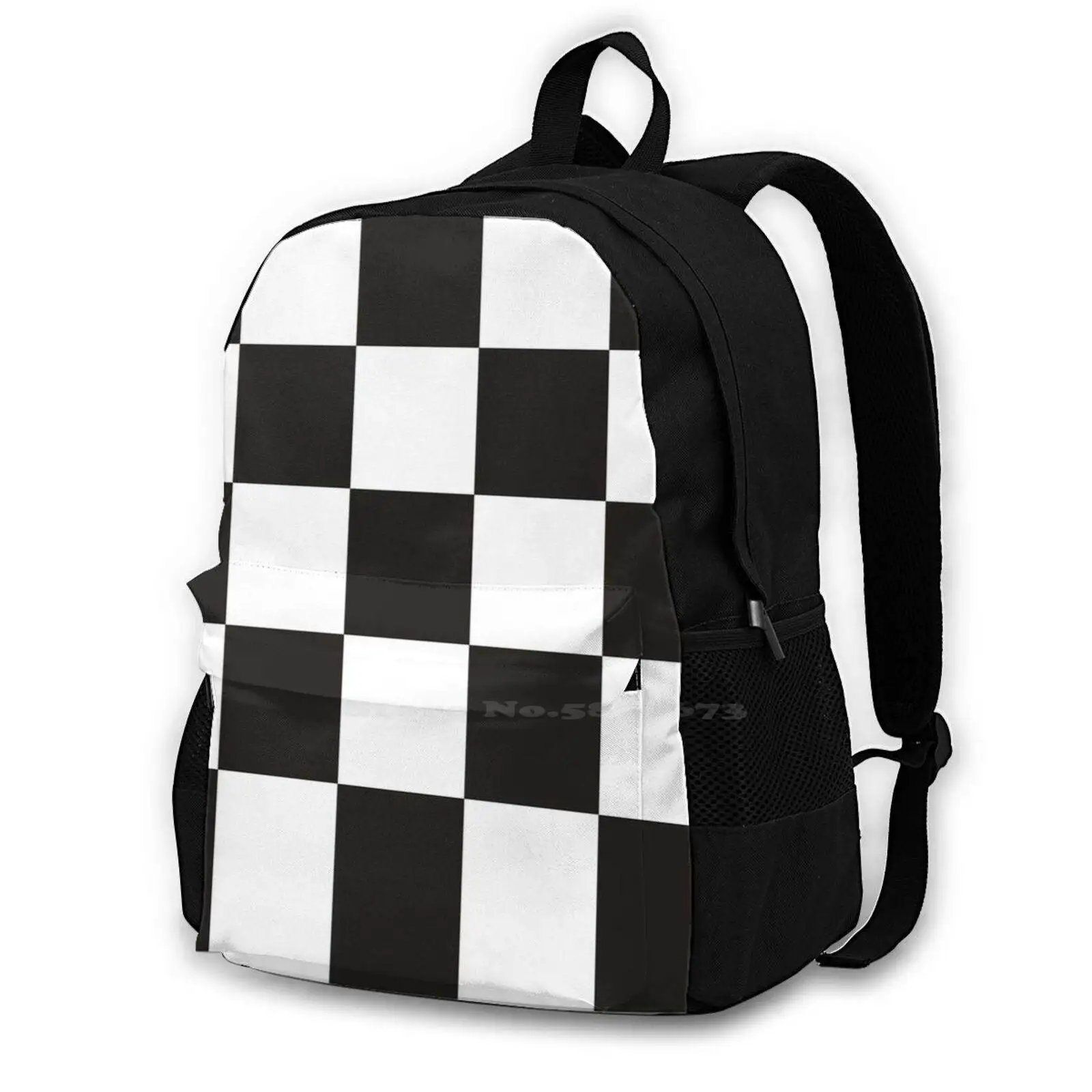 Black And White Checkerboard Chess Square Pattern Hd High Quality Online Store Bag Backpack For Men Women Girls Teenage Black