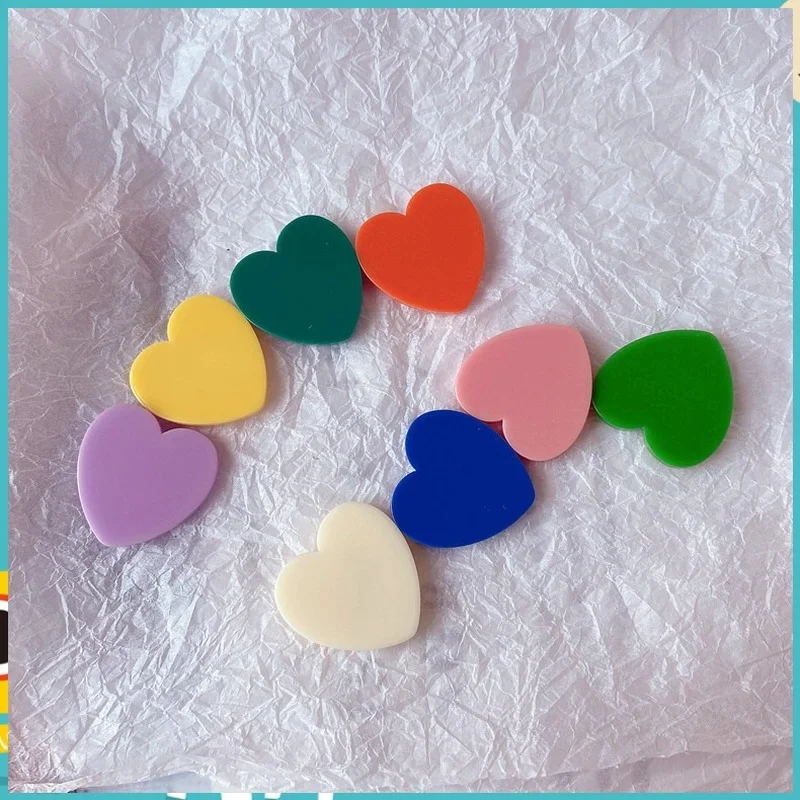 20Pcs Heart Shape Flatback Resin Planar Acrylic Crafts Fit Phone Deco Parts DIY Scrapbooking Hair Bows Center Accessories 25mm