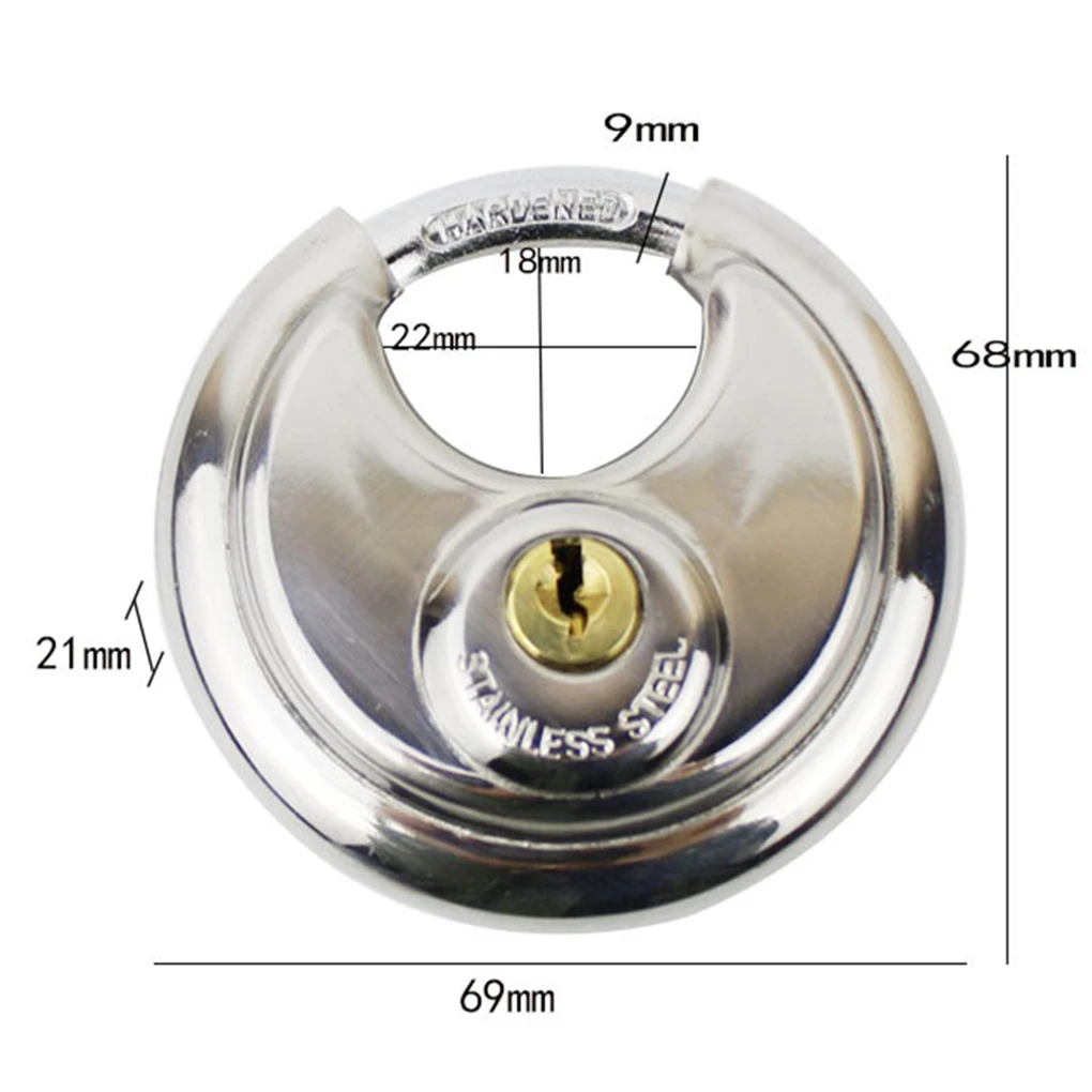 Stainless Steel Anti-Theft Padlock Large Round Discus Lock for Warehouse Door Window Bicycle Anti-theft Lock