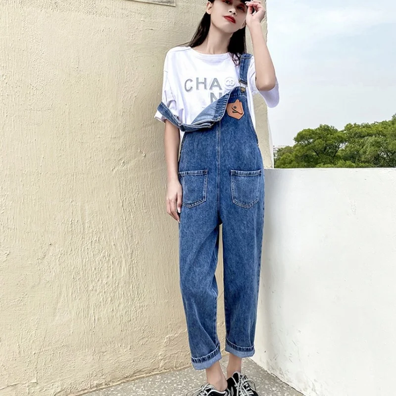 Women Spring Denim Jumpsuit New 2022 High Waist Casual Jeans Fashion Cargo Jumpsuits Overalls Streetwear Female Harajuku Rompers