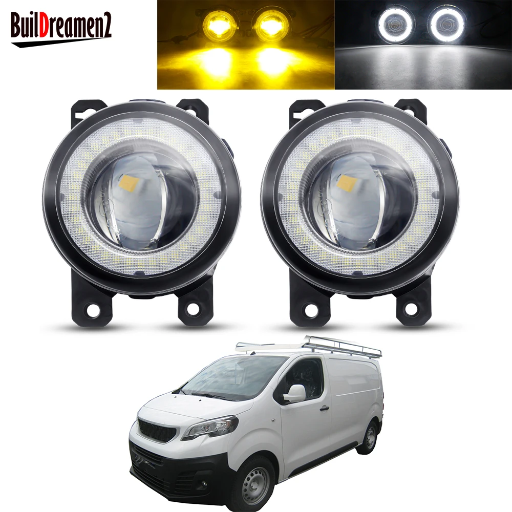 2 X Angel Eye Fog Light Assembly Car Front Bumper LED Lens Fog Driving Lamp DRL 30W 12V For Citroen Jumpy Box 2010-2015