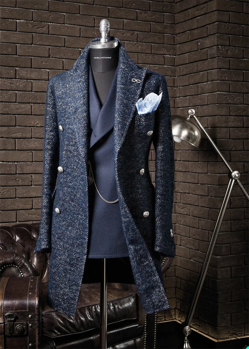 Muitos estilo clássico houndstooth manter quente casamento smoking jaqueta feito sob encomenda padrinhos terno masculino duplo breasted blazer de inverno