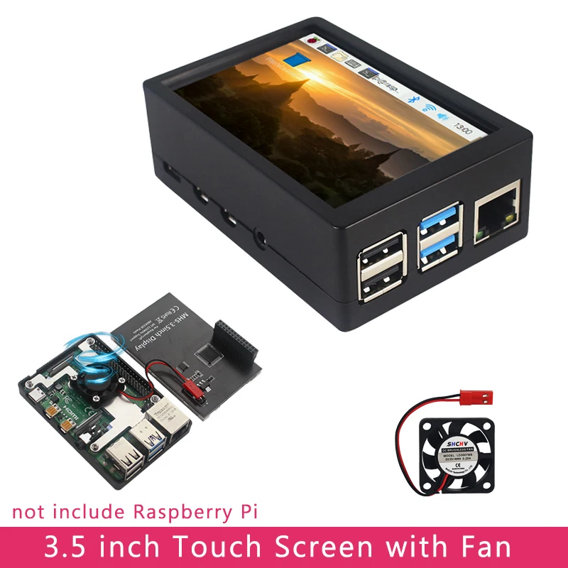 

Raspberry Pi 4 B 3.5 inch Touchscreen 480x320 LCD with Cooling Fan Heat Sinks ABS Case for Raspberry Pi 4 Model B or 3B+/3B