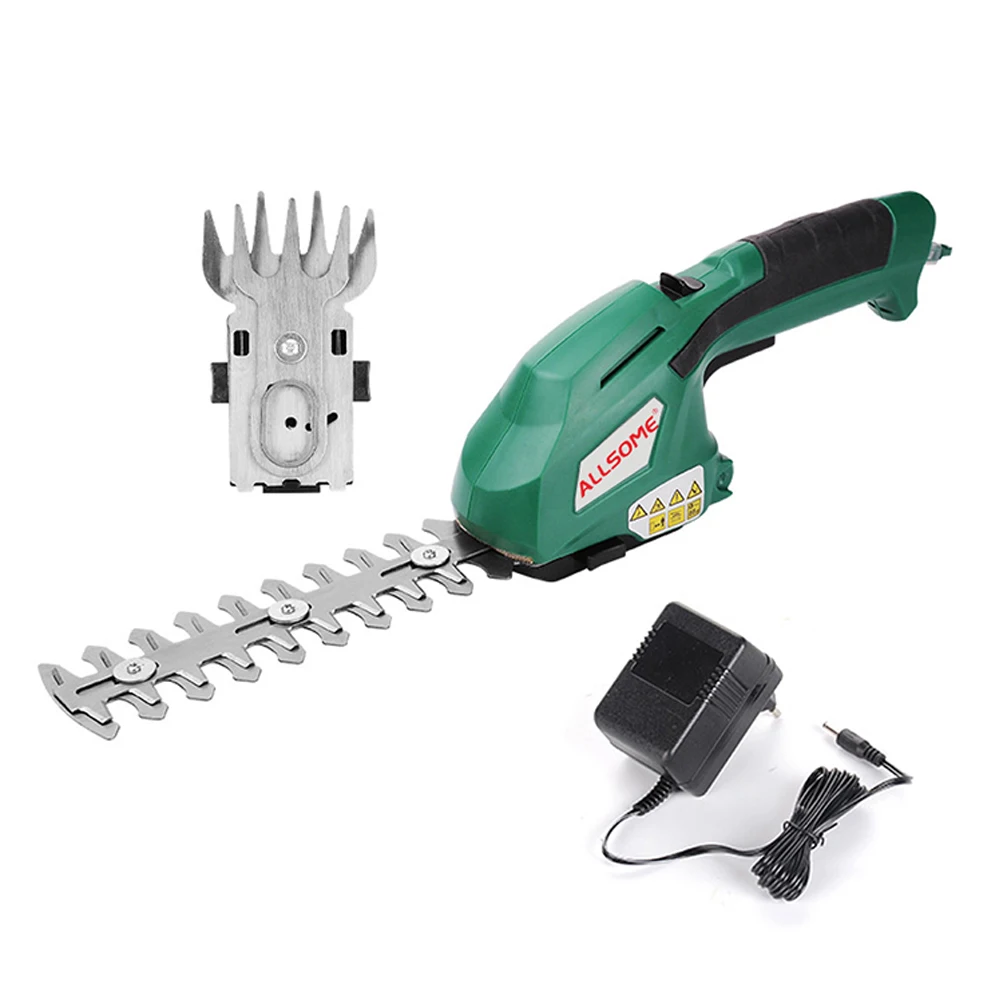 ALLSOME 2 In 1 7.2V Electric Grass Hedge Trimmer Battery Rechargeable Shear Hedger  Motor Garden Cordless Power Tools