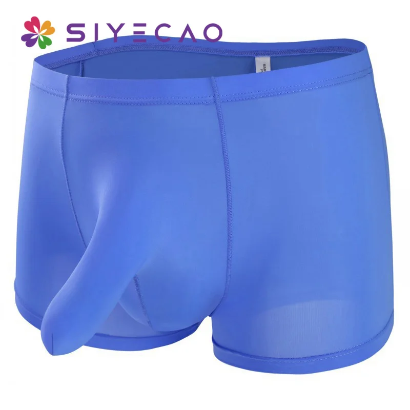 Sexy Mens Elephant Nose Bulge Underwear Big Pouch Lingerie Male Ice Silk Underpants Shorts Panties Underwear Men Boxer Shorts