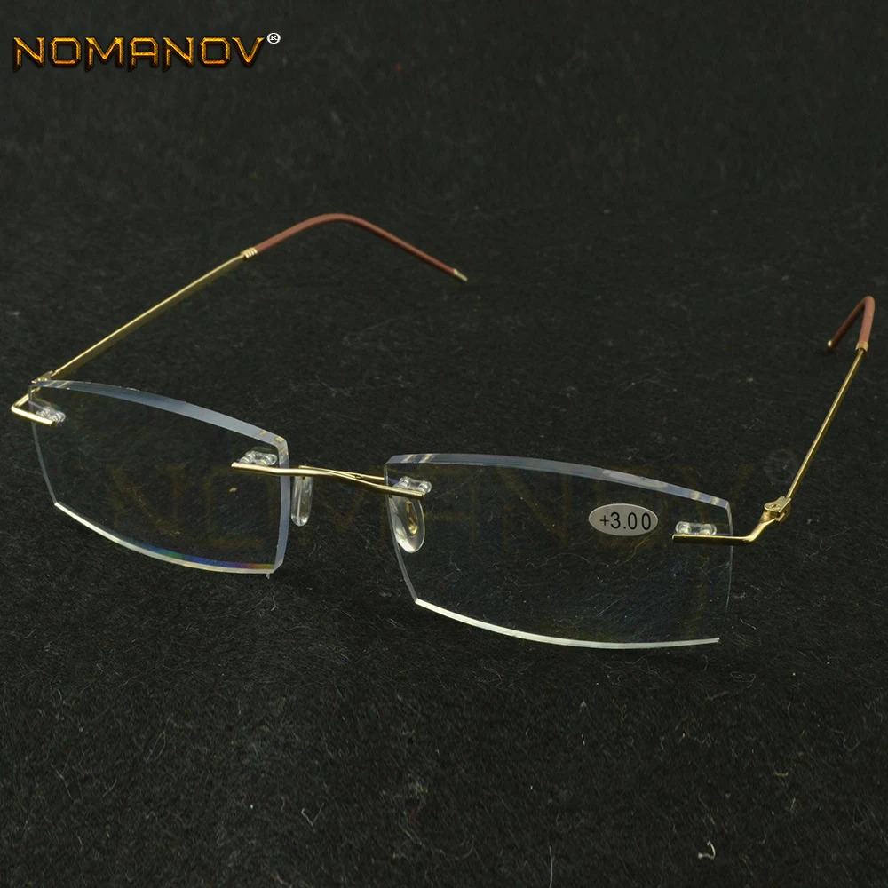 Titanium Frame Ultra Light Memory Gold Frame Coating Lenses Men Women Rimless Reading Glasses +0.75 +1 +1.5 +1.75 +2 +2.25 To +4