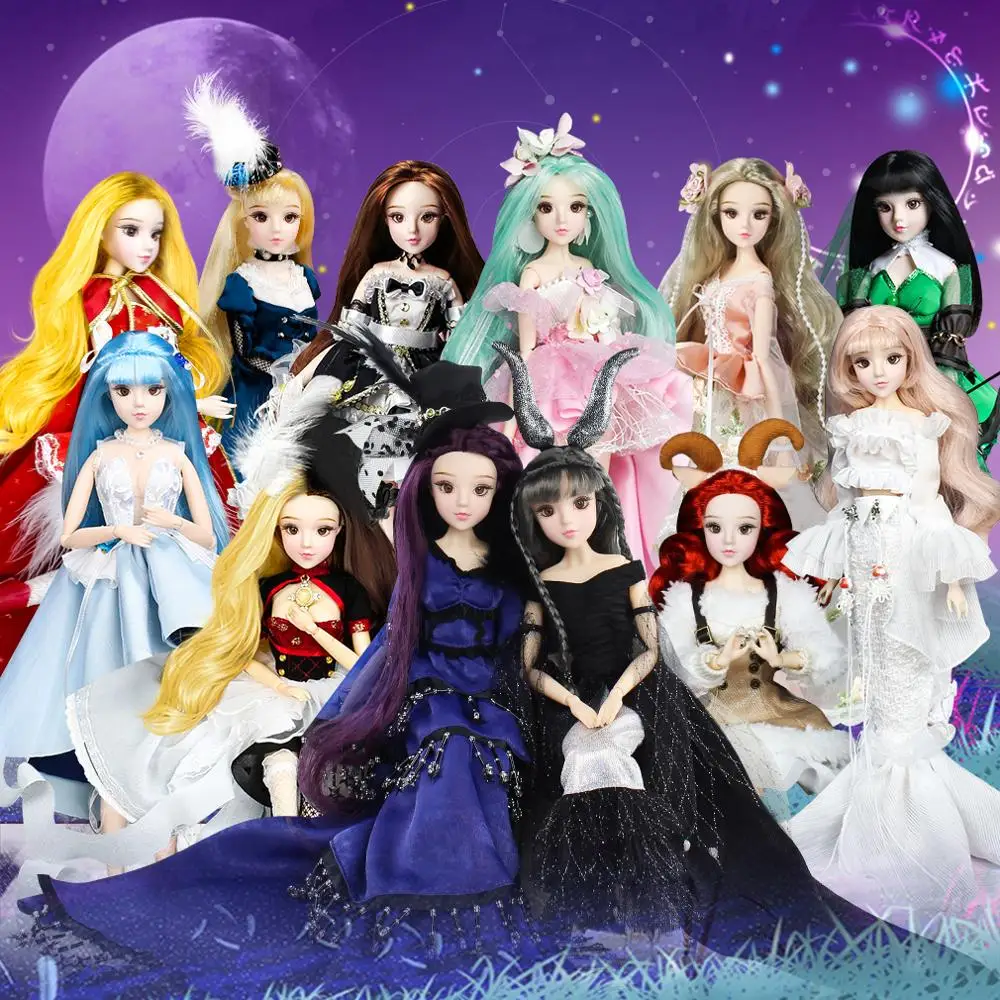 Special price BJD MMGirl 12 Constellations Series 14 Joint Body 30cm Suit doll and doll stand 1/6 girl doll toy gift