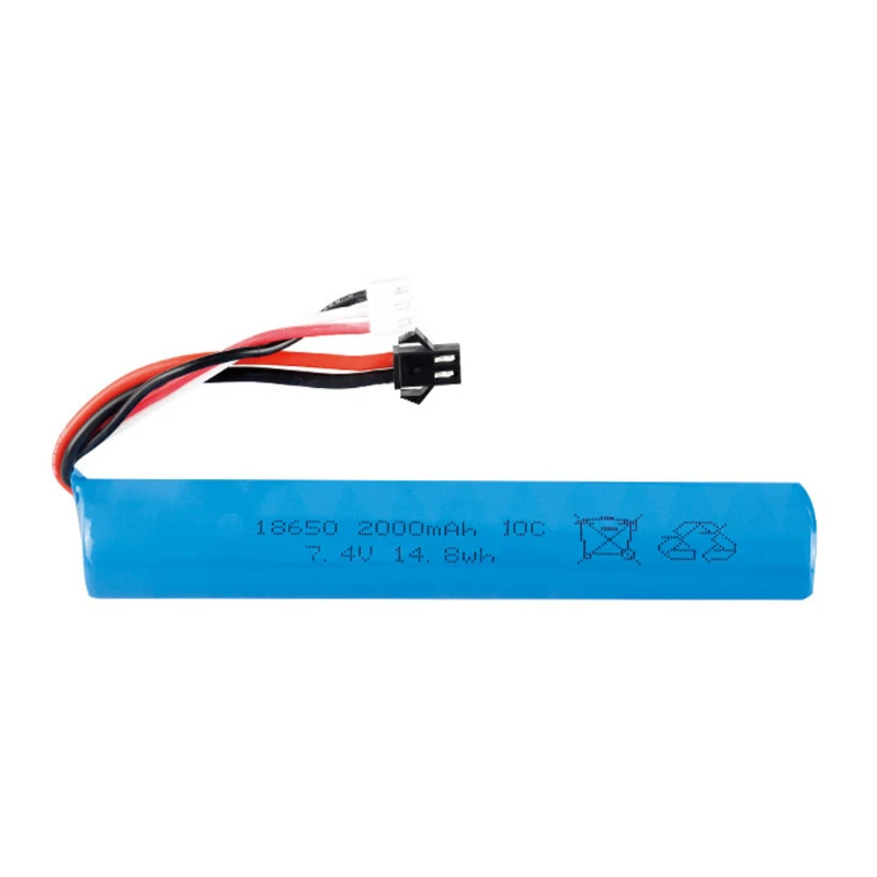 7.4V 2000mAh 18650 Li-ion ładowalny akumulator 10C stawka na pistolet na wodę do zabawy ze złączem SM