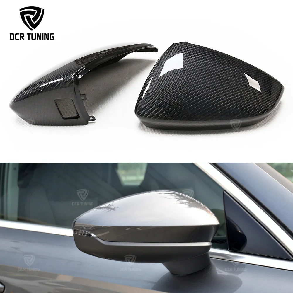 For 2021+ Audi A3 S3 RS3 Carbon Fiber Mirror Caps Replace style Rear View side Mirror Cover With Lane Assist Car Accessories LHD