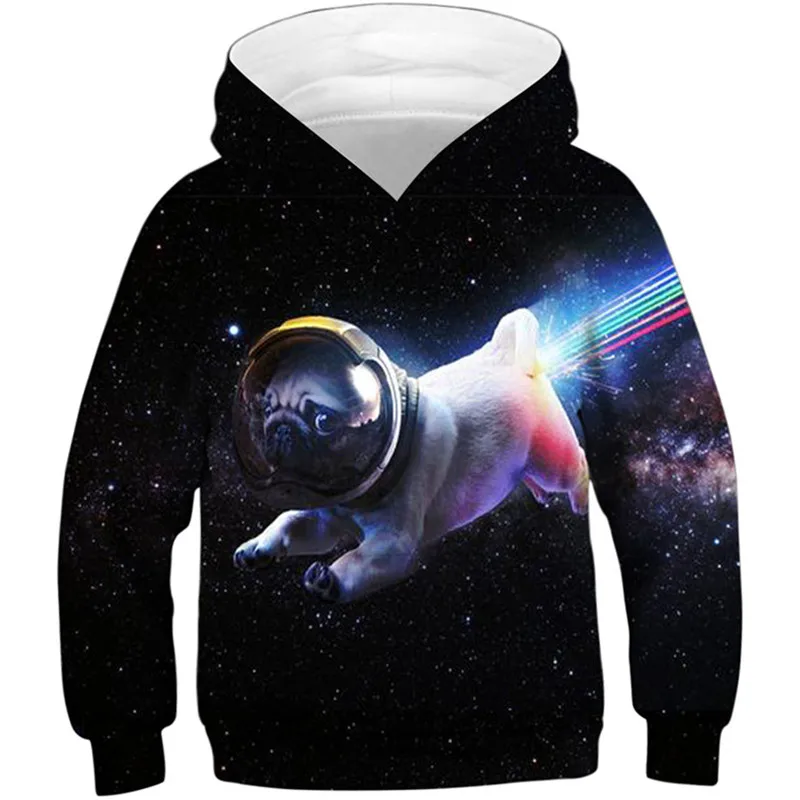 Children Clothing Boys Girls Rainbow Astronauts Sharpei Pug Dog Space Galaxy Fashion Kids  3D Printed Hoodies Sweatshirt