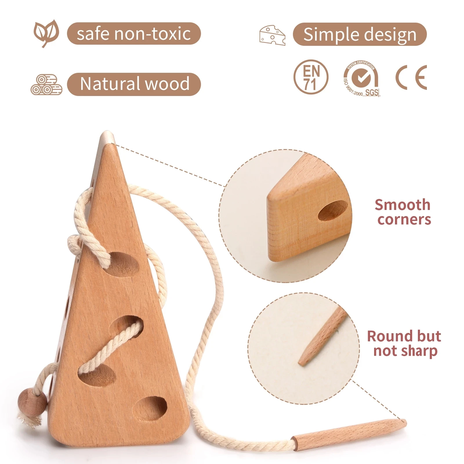 Wooden Toy Rattle Montessori Threading Board Educational Toy 3d Puzzle Game Threading Toy For Boy Children Gifts Educational Toy