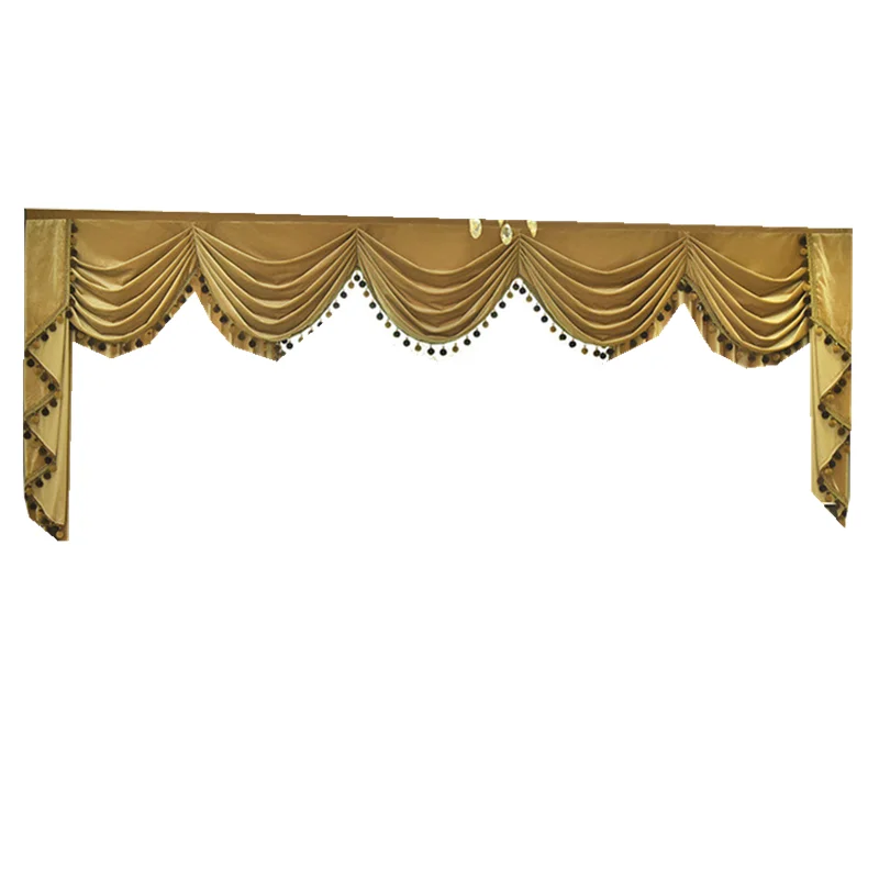 

European Royal Velvet Valance Curtains for Living Room Bedroom Luxury Pompom Pelmet Canopy Window Curtain Customized