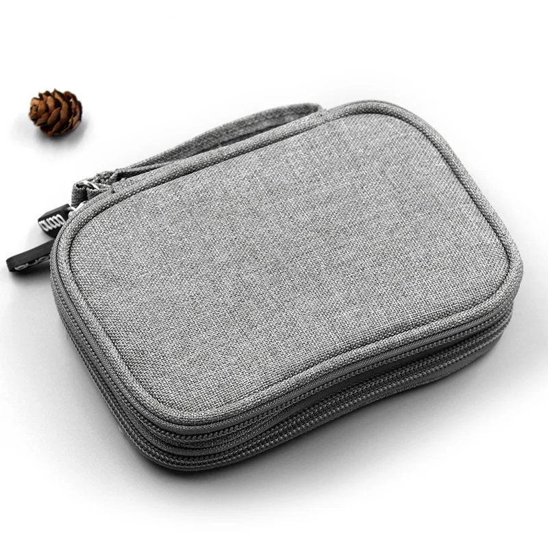 BOONA Oxford Hard Drive Case 2.5 Hard Disk Bag USB Cable External Hard Drive Storage Bag Carrying SSD HDD Case