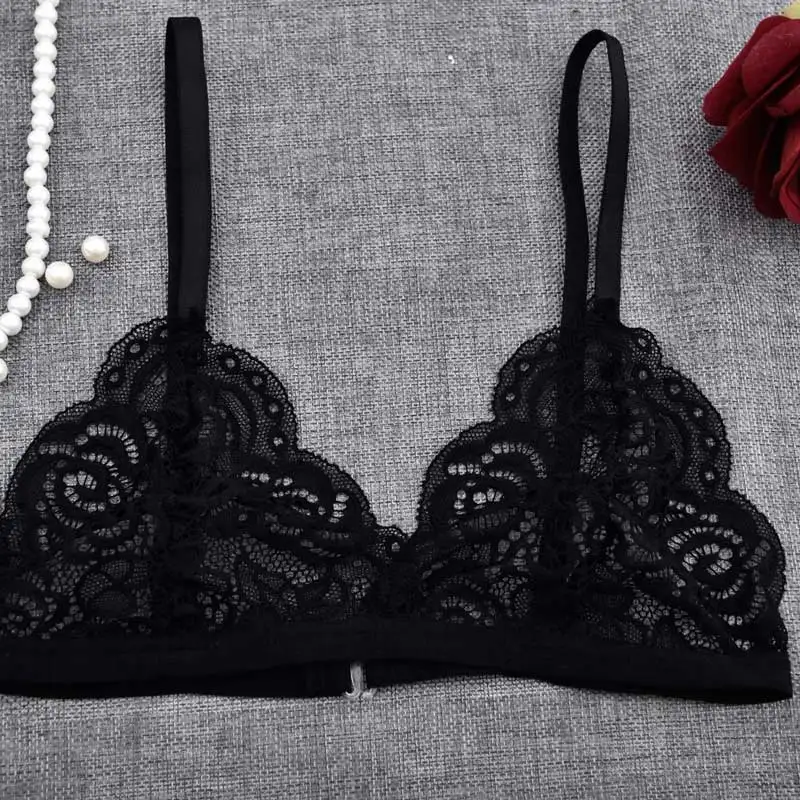 Women Transparent Lace Bra Ladies Sexy Invisible Bra Small Size Bras Fashion Holllow Out Bralette Floral Wire Free Bras