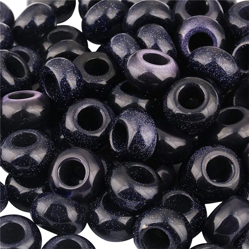 Julie Wang 10PCS 10/14mm Natural Stone Beads Multiple Styles Round Spacer Beads Big Hole Bracelet Jewelry Making Accessory