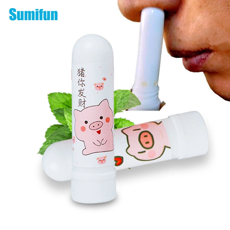 

1Pcs Cartoon Nasal Inhaler Rhinitis Mint Menthol Cute Dizziness Refresh Nose Essential Oil Cold Headache Cooling Oil P0090