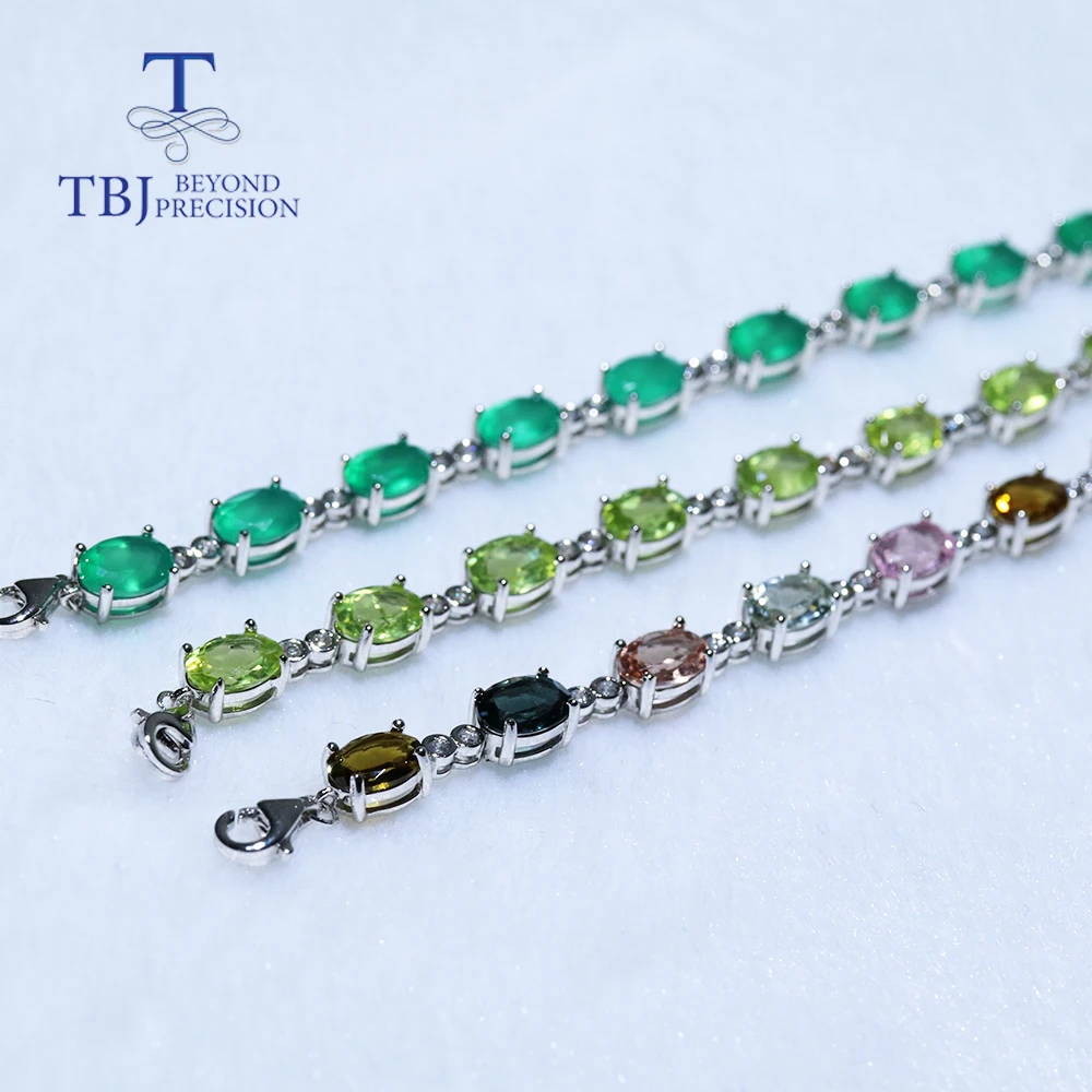 10.5ct tourmaline agate peridot Natural Gemstone Bracelet 925 sterling silver fine jewelry for women wife gift tbj promotion