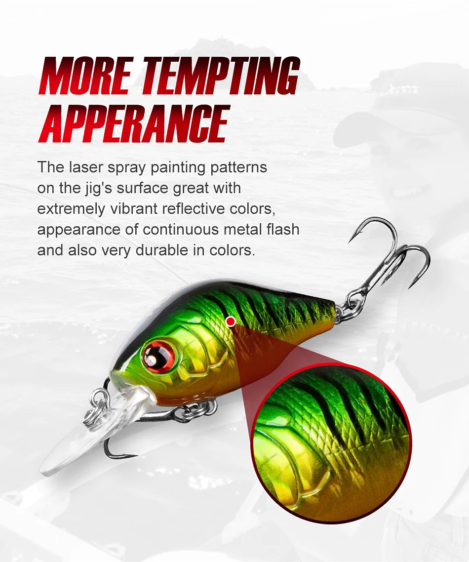NOEBY Mini Schwimmender Crankbait Köder 45mm 8g Jerkbait Harter Köder für Forelle, Hecht, Barsch, Süßwasser-Angeln – Detail 8