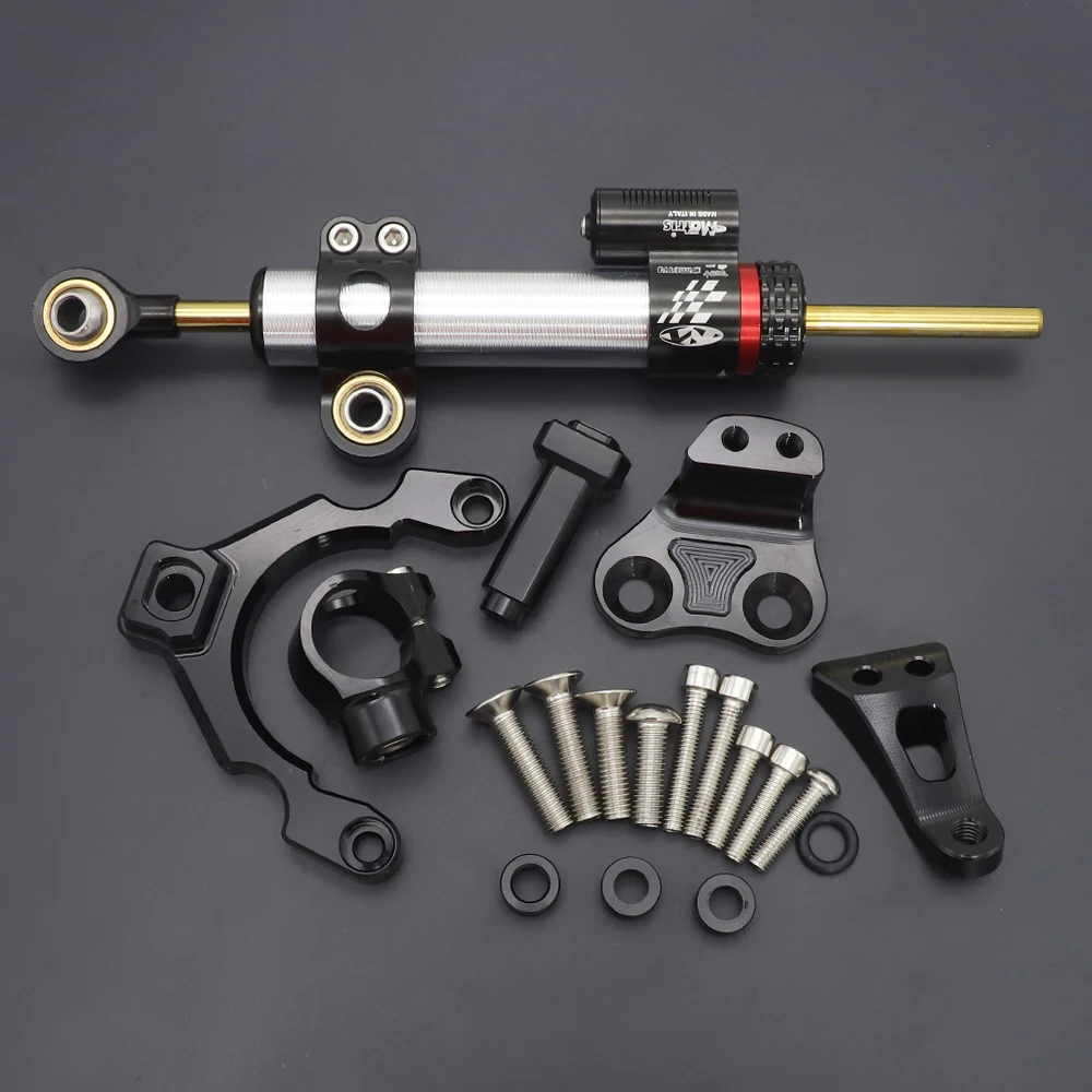 Fiber Carbon Steering Damper Stabilizer Motorcycle For Kawasaki Z900 Z 900 Dampers Mount Bracket Support Kit 2023-2017