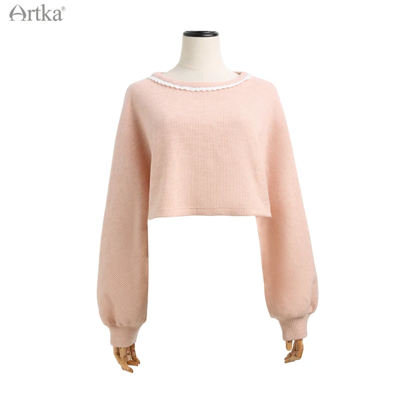 ARTKA 2021 A/W New Women Suits Elegant O-Neck Short Knitted Sweatshirt Set Tank Slim Midi Knitted Dresses 2 Piece Set VA20111D