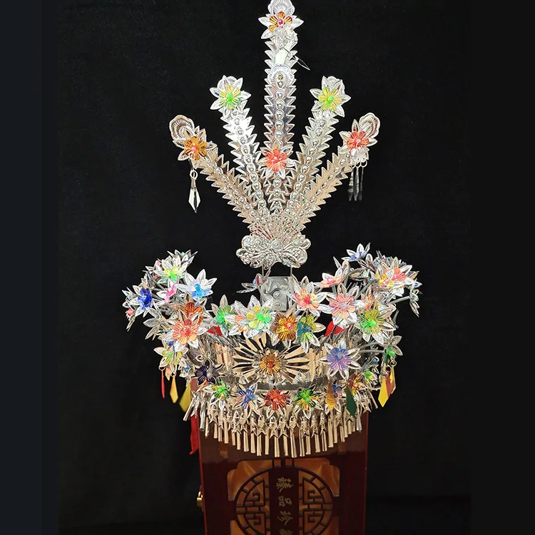 

5 Designs Minority Group Miao Colorful Miao Silver Hat for Bride Wedding or Stage Performance Miao Hat Pailette Bird Dragon Fish