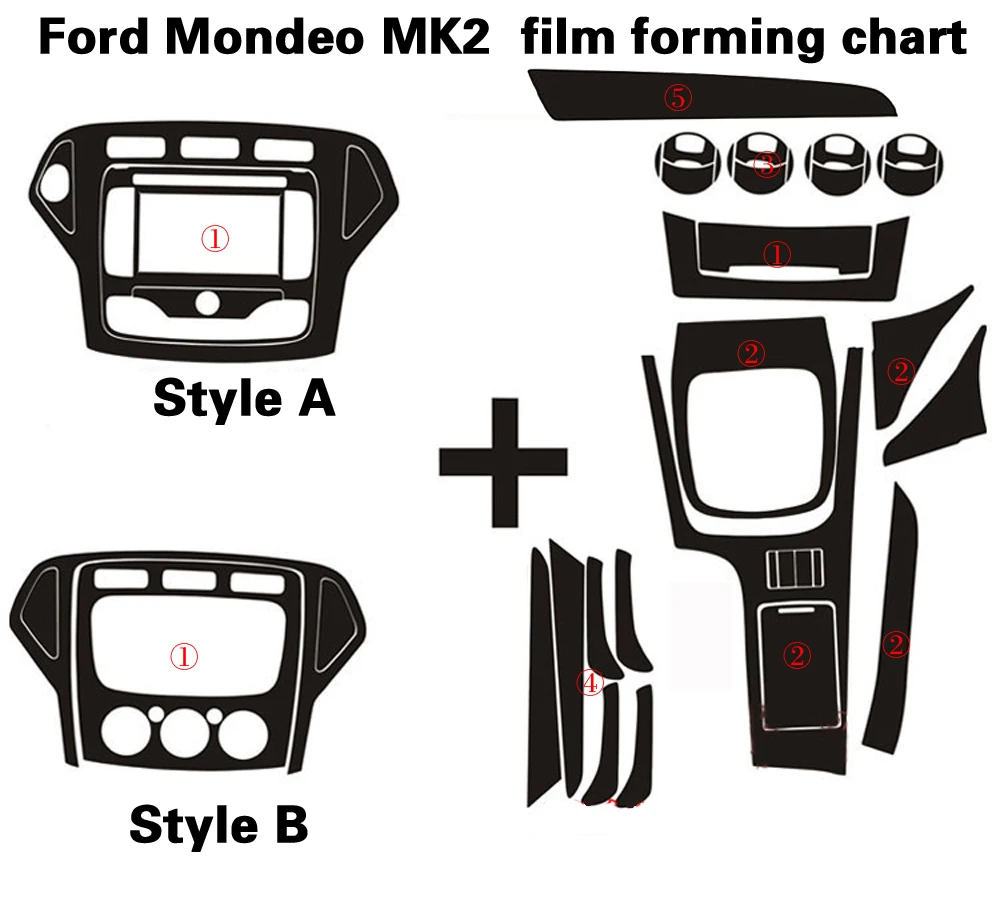 For Ford Mondeo MK3/4 2007-2013 Interior Central Control Panel Door Handle Carbon Fiber Stickers Decals Car styling Accessorie