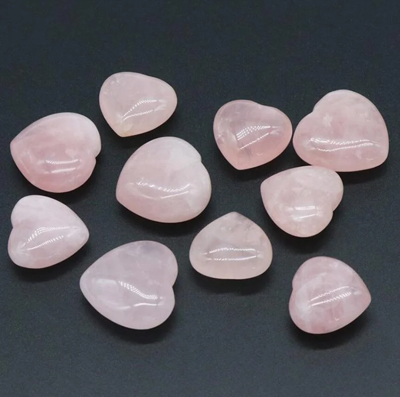 

Natural Stone 20mm 25mm 30mm Heart Rose Quartz Crystal Minerale Gemstone Reiki Home Decoration