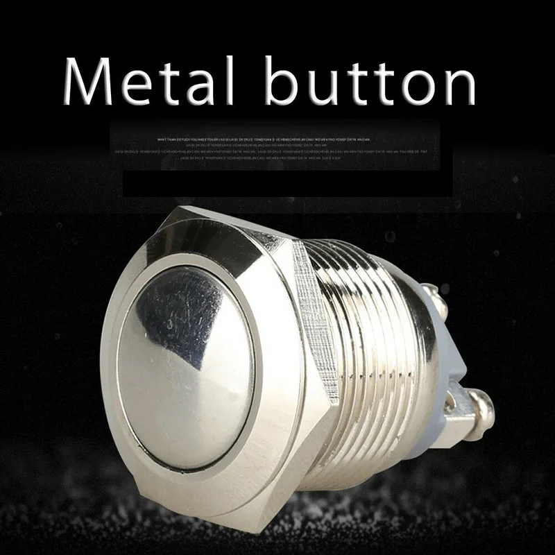 

19mm Car Momentary on/Off Metal Cool Push Button Switch Round Auto Horn Warning Lights Switch Silver Waterproof Car Accessories