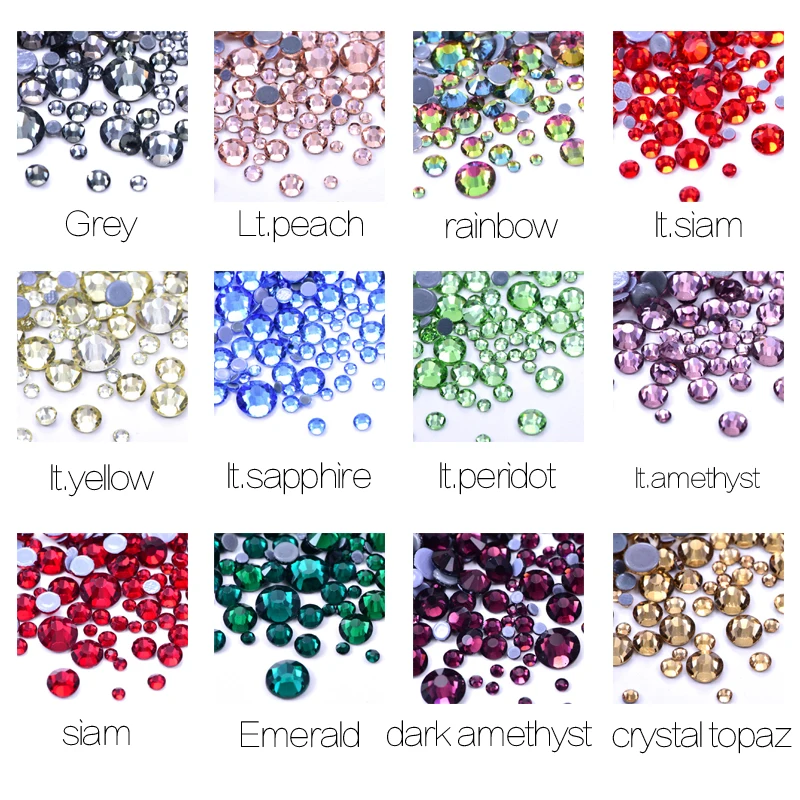 Colors Glitter Flatback Glass Crystal Hotfix rhinestone For Gymnastics dancing wedding Clothes Shoes 3D Nail Art Decoration