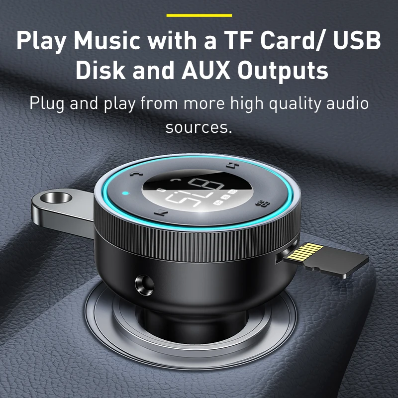 Baseus Enjoy Car Transmitter FM AUX Bluetooth 5.0 Chargeur Voiture 2 USB