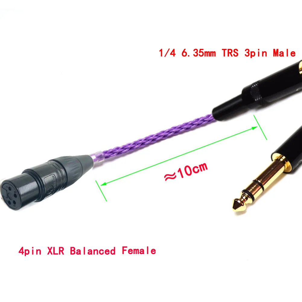 TOP-HiFi-Cable Adaptador de Audio TRS, conector Chapado en plata, 6,35mm, 1/4 macho a 4 pines XLR hembra, 6,35mm