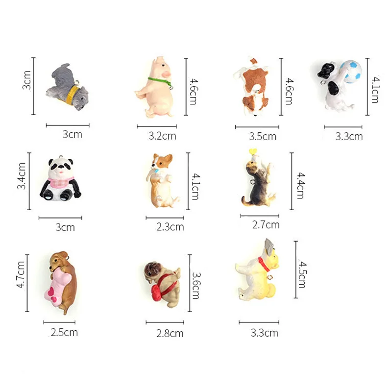 Cartoon Cute Animals DIY Panda Kitten Dog Keychain Resin Pendant Accessories Fashion Jewelry Wholesale DIY for Handmade Keyrings