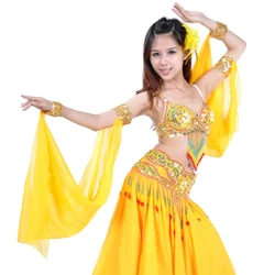 14 Colors Wholesale Belly Dance Costume Accessories 1 Piece Arm Sleeves Wrist Adjustable Chiffon Sleeve Sequins Armbands