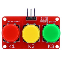 OPEN-SMART 3 Channel Colorful Big Key Analog Button Sensor Module 3-CH Red Yellow Green Color Keys Compatible for Arduino