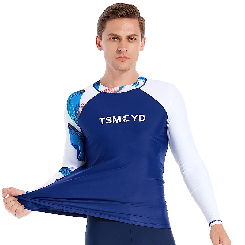 TSMCYD Men UV 50+ Protect Swimwear Long Sleeve Swimsuit Mens Rashguard Surfing Rash Guard Surf Shirt For Swimming Sail Drop Ship