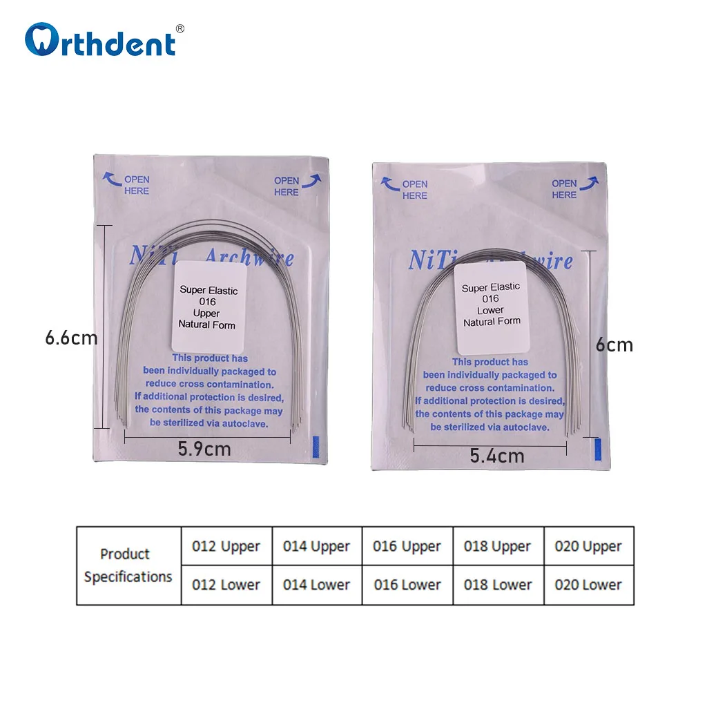 10 Packs Dental Arch Wires Orthodontic Super Elastic NITI Memory Round Archwire Natural Form Lower/Upper 012/014/016/018/020