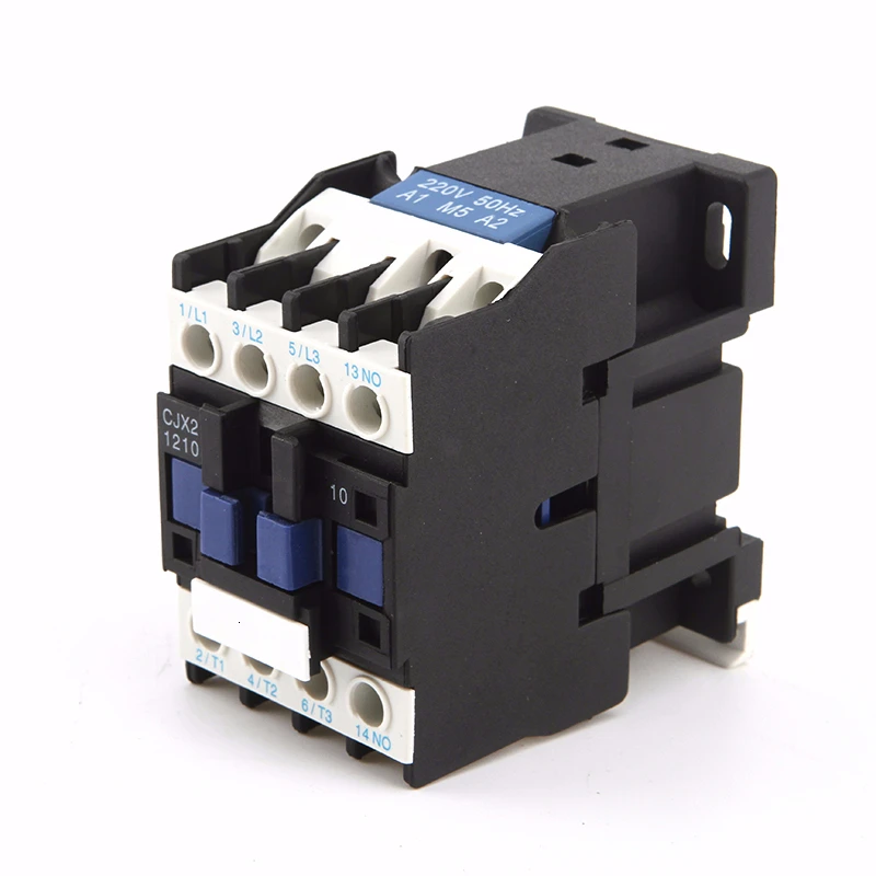 

3 Phase Motor Magnetic Contactor Relay 12A 3P 3 Pole 1NO AC 24V 110V 220 Volts 380V Coil CJX2-1210 35mm Din Rail Mounting