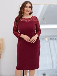 Plus Size suknie ślubne damskie jesienno-zimowe koronkowe patchworkowe z cekinami suknia wieczorowa wąska obcisła suknie balowe Maxi