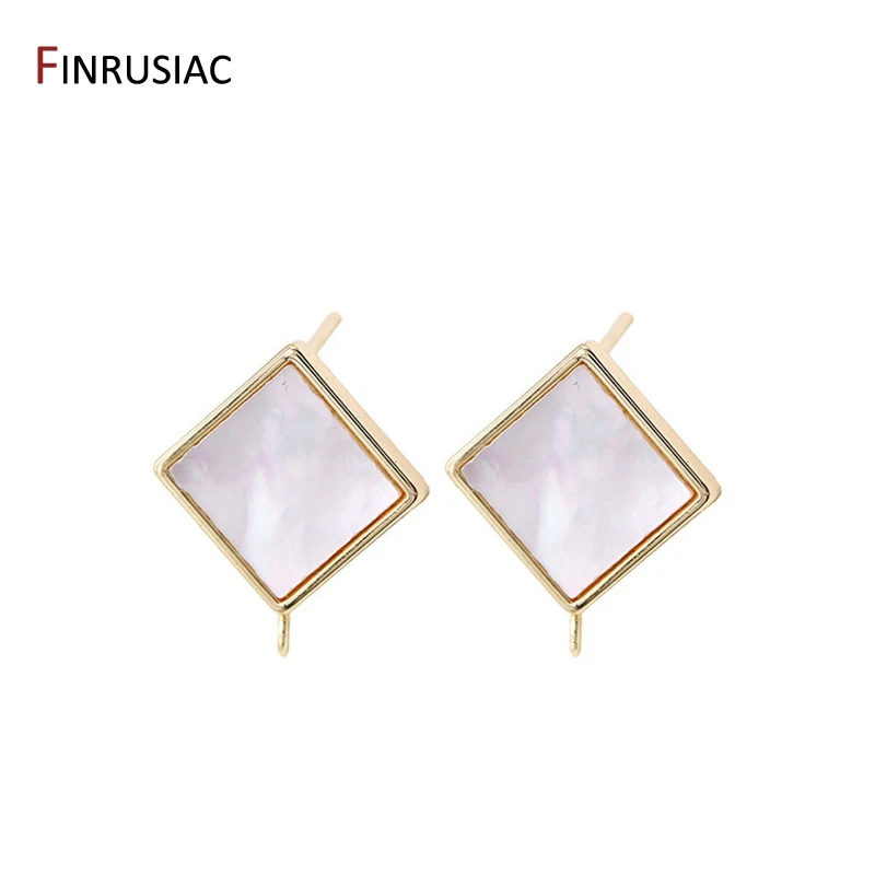 Accessories for Earrings 925 Silver Needle 14K Gold Plated Scalloped Square Triangle Shape Shell Post Earrings Findings